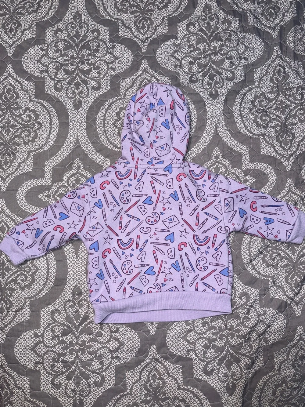 GAP Lavender Doodle Print Hooded matching Jogger Suit with Pink & Blue Accents